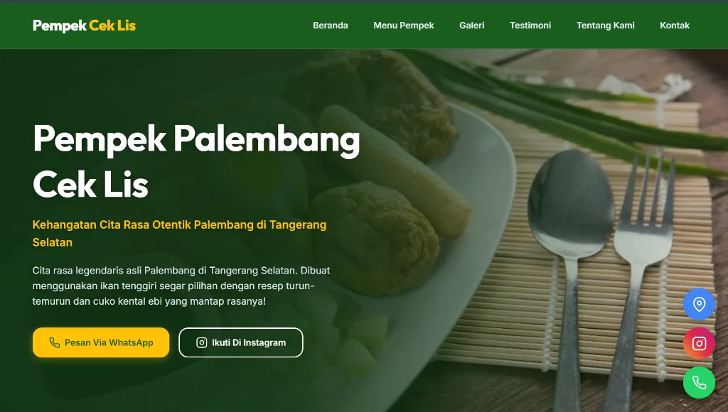 Pempek Palembang Cek Lis interface